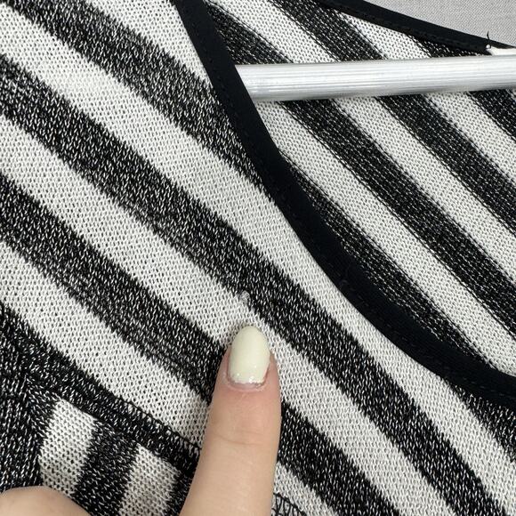 Deca Paris Womens Dress 3/US 10 Black Midi Striped Layered Lagenlook Artsy Funky - Picture 3 of 13